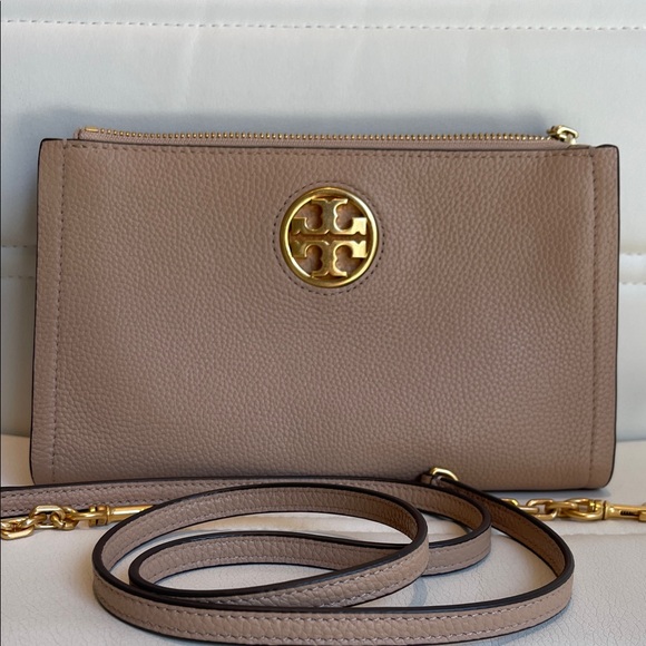 NWT Tory Burch Beige Leather Crossbody Bag - Picture 1 of 9